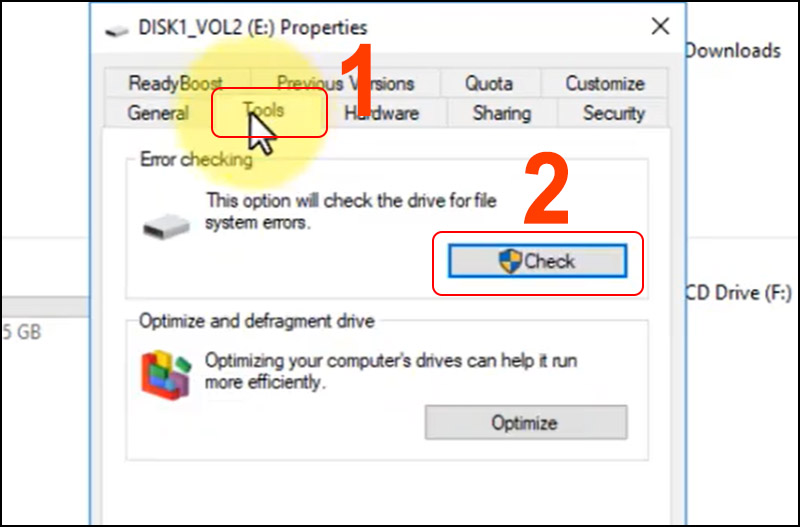 Chọn tab Tools > Chọn Check.